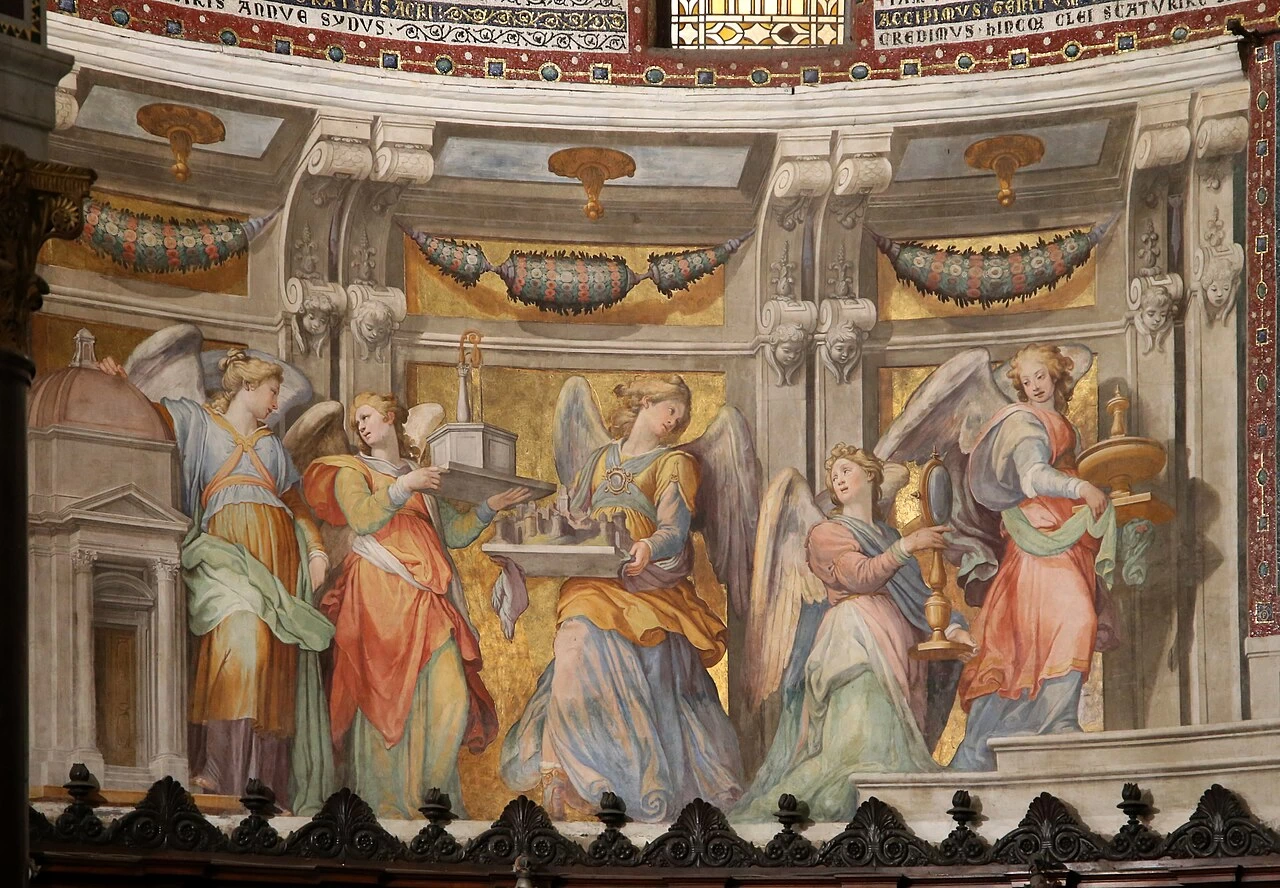 Angeli coi simboli dei misteri di Maria - Basilica Santa Maria in Trastevere, Roma